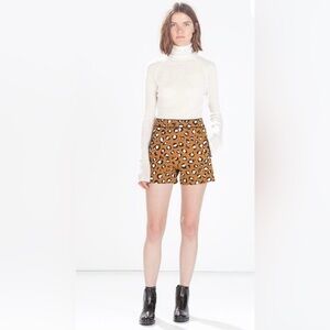 Zara Basic High Waist Leopard Print Shorts Size M